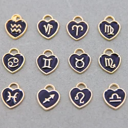 12pcs 12*14mm Animal 12 Constellations Zodiac Charms Black Enamel Charms Handmade Pendant For Diy Bracelet Jewelry Making