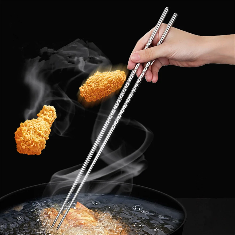 1 Pair Cooking Chopsticks Stainless Steel Chopsticks Extra Long Frying Chopsticks Hot Pot Long Chopsticks Dishwasher Safe 38cm