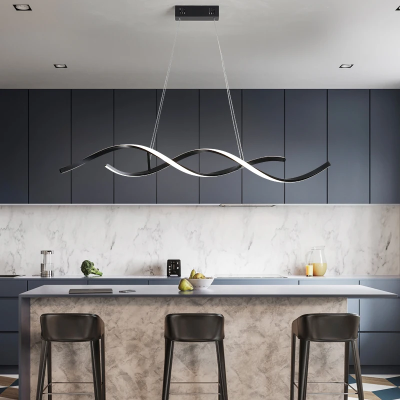 Lustre moderno de suspensão, preto/branco, fosco, led, para sala de jantar, cozinha, casa, deco, luminária, frete grátis