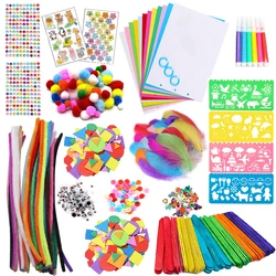 Kit de limpieza de tuberías de colores para niños, palitos de felpa, pompones, pegatinas, suministros de arte DIY, juguete educativo Montessori