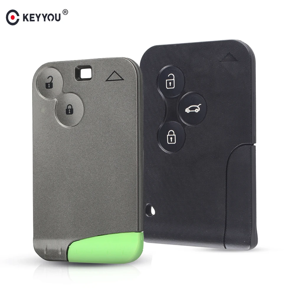 KEYYOU 2/3 Buttons Smart Card Remote Key Shell Case For Renault Clio Logan Megane 2 3 Scenic Laguna Espace Black Car Key Case