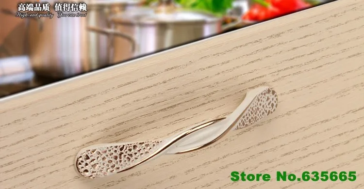 European Lvory White Rose Gold Furniture Handle Kitchen Cabinets Knob Drawer Wardrobe Cupboard Sliding Door Dresser Pull Handles