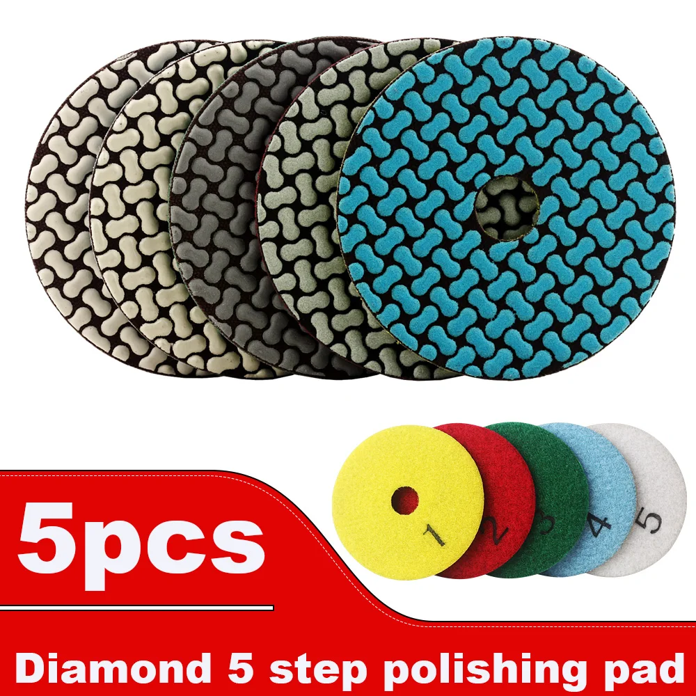 Diamond 4 inch dry 5 step polishing pads 100mm for granite,marble and engineered stone