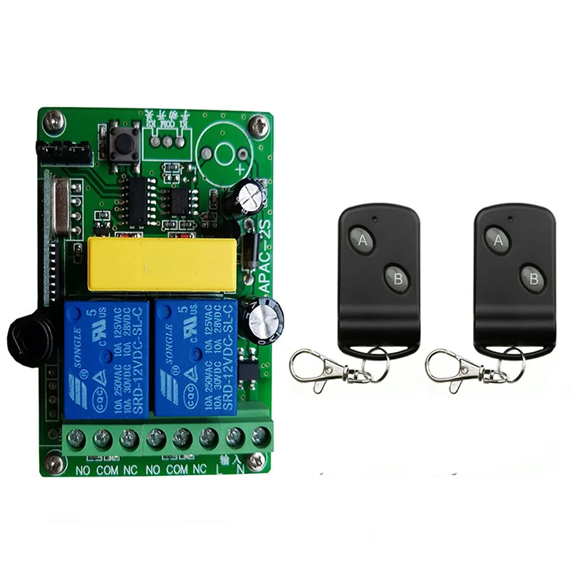 

Универсальный беспроводной пульт дистанционного управления 433 МГц, модуль релейного приемника переменного тока 220 В, 2 канала и радиочастотный пульт дистанционного управления 433 МГц