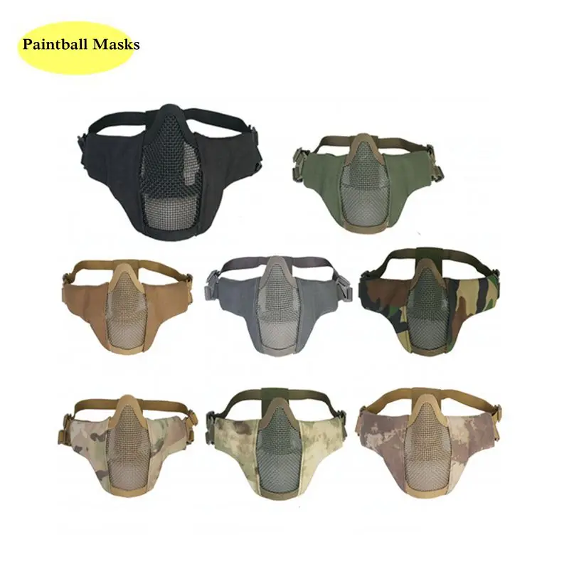 Masque demi-visage tactique Airsoft, maille métallique, protection du crâne, militaire, accessoires de chasse Wargame, Paintball