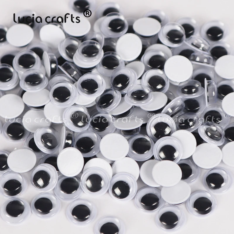 Lucia Crafts 200pcs 6/8/10/12/15mm Self Adhesive Googly Wiggly Eyes For DIY Craft Dolls Toy Eyeballs Scrapbook Accessories K0881