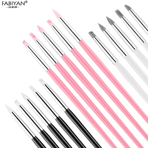 Imagen 2 del producto 5 uds. De pincel de silicona para decoración de uñas, tallado en relieve, cepillo de escultura de cerámica hueca, Gel UV, arcilla para dar forma, esmalte de punteado, juego de herramientas DIY