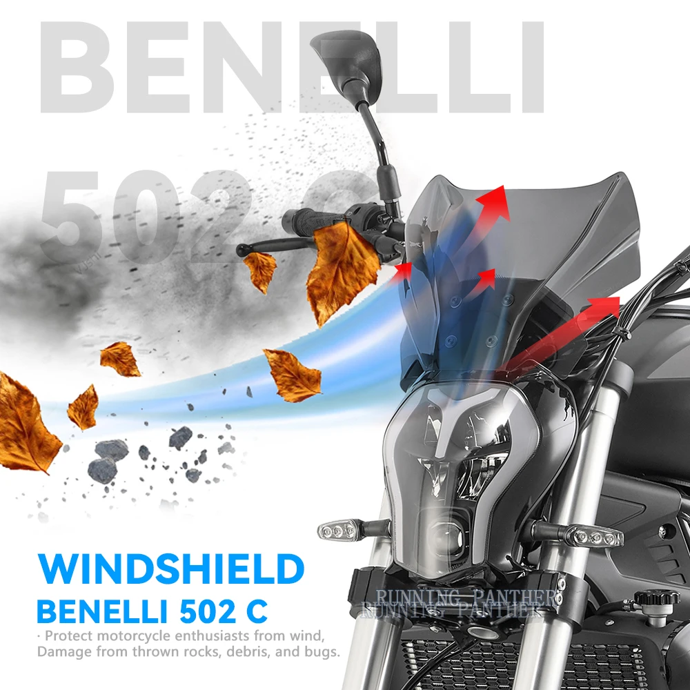 

NEW For Benelli 502 C 502c 502C Motorcycle High Quality Windshield WindScreen 3 colors Screen W/ Bracket Accessories 2019 -
