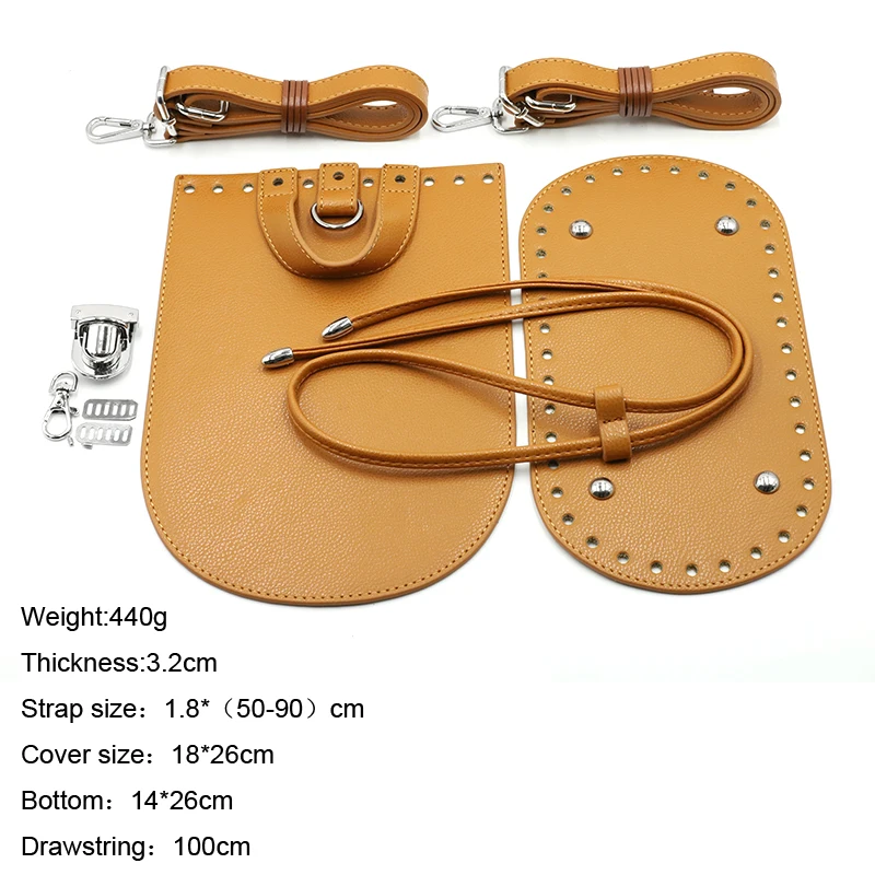 Handmade Handbag DIY Woven Bag Set Soft Leather Bag Bottoms with Hardware Accessories Handbag Shoulder Strap for Women Backpack