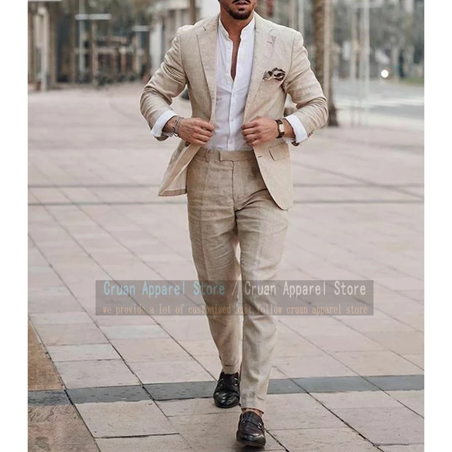 Completo uomo lino beige store