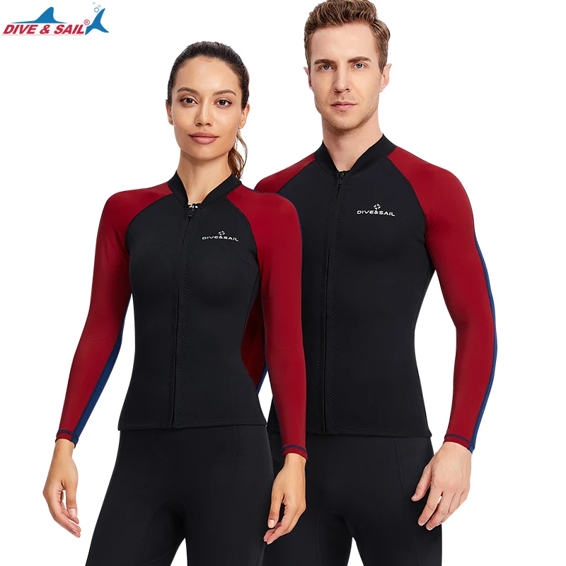 Wetsuit Top Women Men 1.5MM Neoprene Wetsuit Jacket Long Sleeve in Lycra Rash Guards Shirt  UV Sun Protection UPF50+