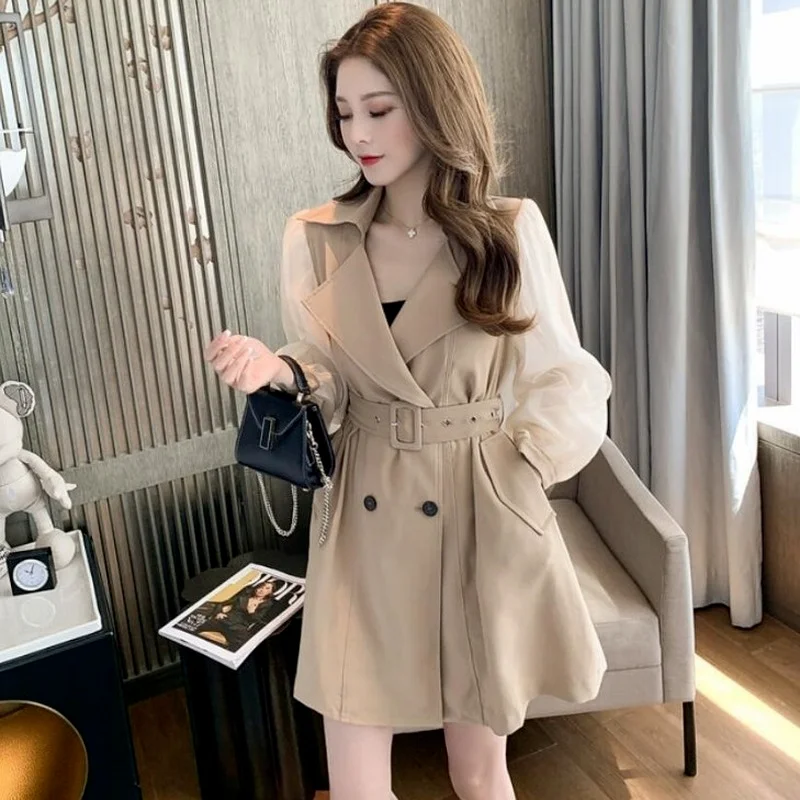 Women's Jacket 2021 New British Style Temperament Mid-length Popular Windbreaker Women's Waist Thin Coat Jacket Ladies Spring