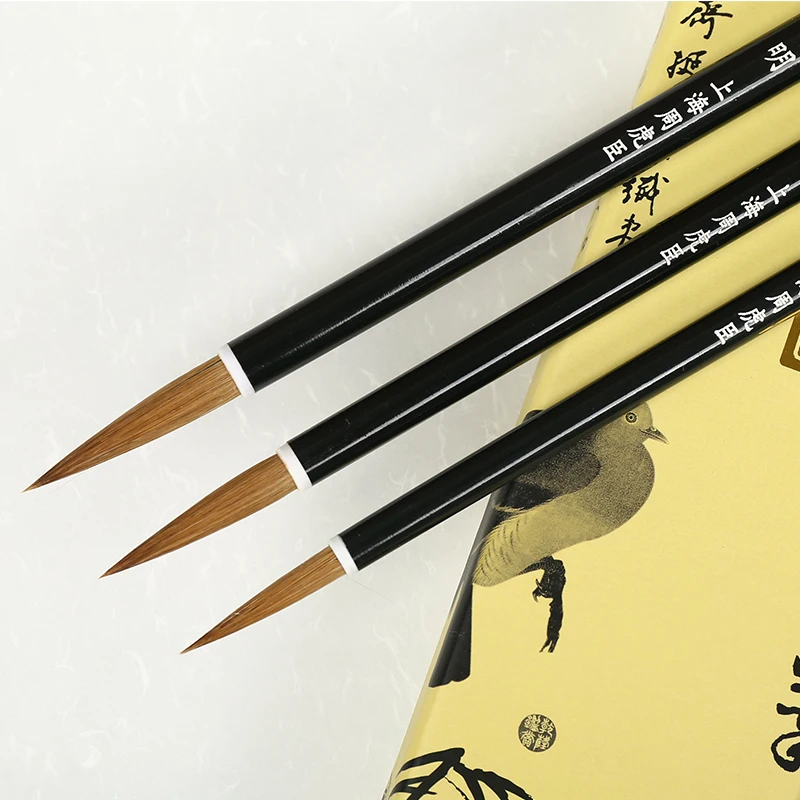 S M L Set Chinese Water Ink Calligraphy Regular Script Running Script Wolf Hair Brush Japanese Sumi-e Liuanhuaming Gift Box