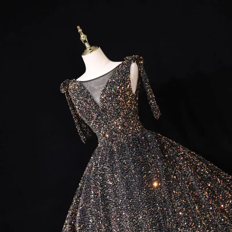 Robe De bal Sexy à col en v, sans manches, en paillettes, nouvelle collection, 2021