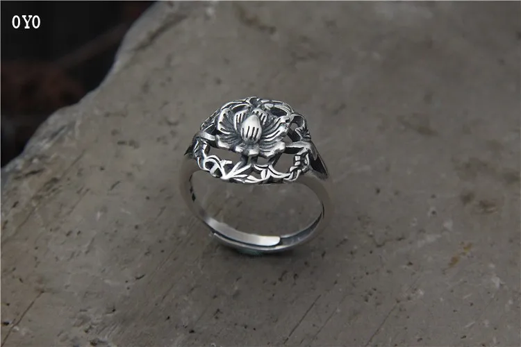 100%S990 sterling silver antique style female flowers rich matte New Gift Thai silver ring