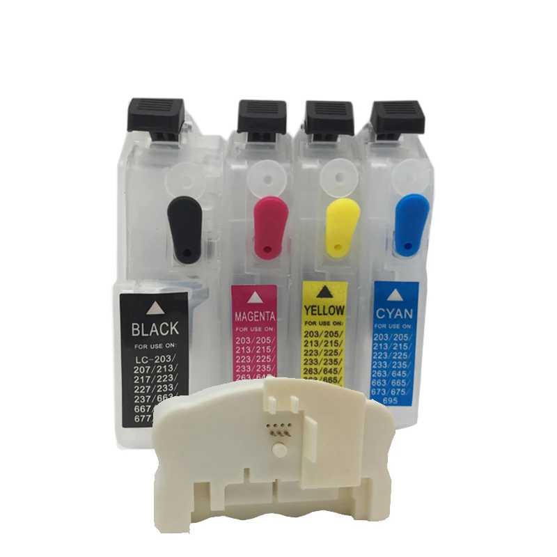 einkshop QE-665 Chip Resetter + Refillable Ink Cartridge for brother LC203 LC205 LC207 LC211 LC213 LC215 LC217 LC223 LC225 LC227