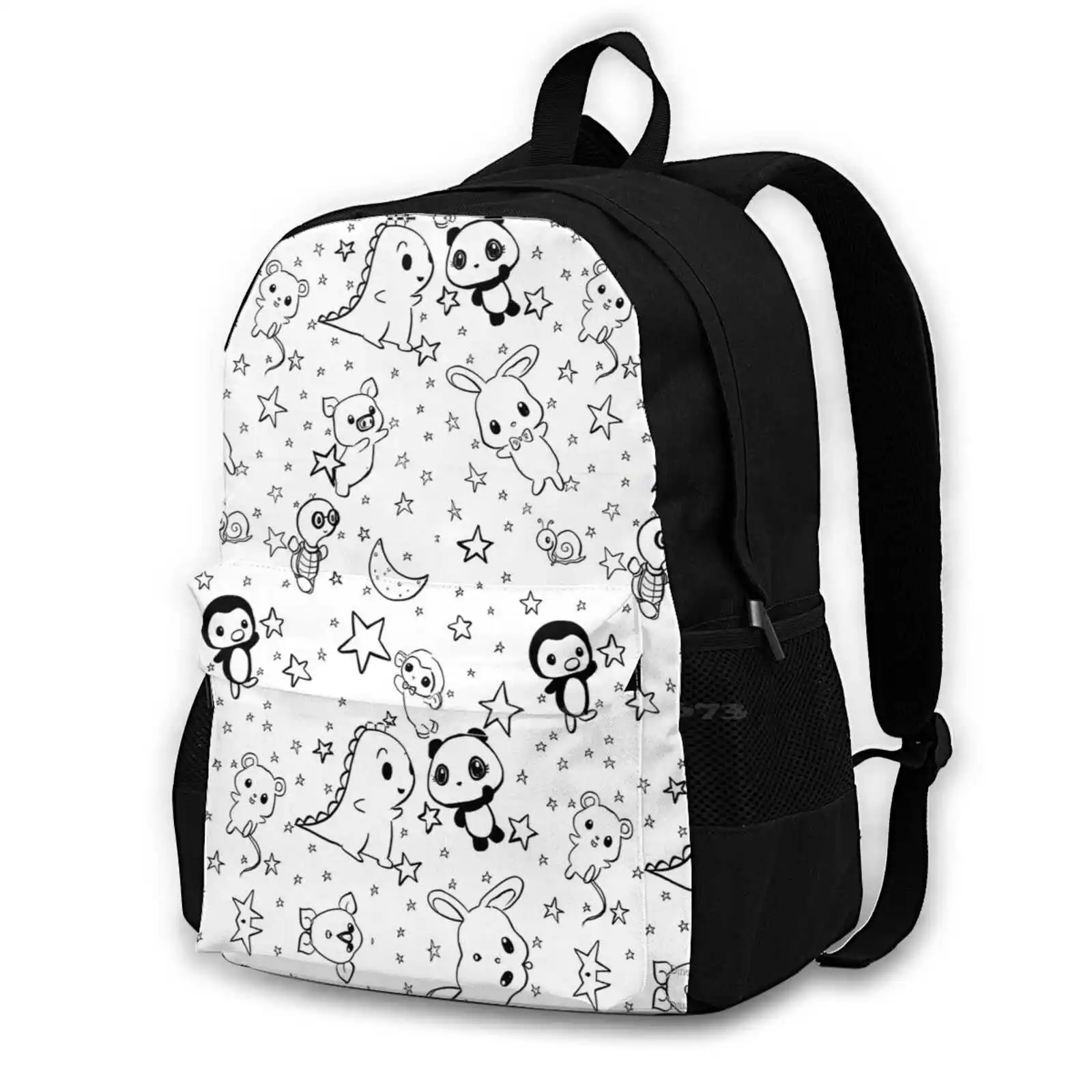 Dino & Panda-mochila para estudiante, bolsa de viaje para ordenador portátil, patrón de animales bonitos, Dino y Panda, Baby Rabbit, #1