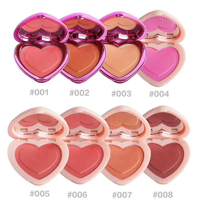 Heart Shaped Blush Wholesale Blusher Palette Natural Pink Cheek Waterproof Orange Powder Professional Blush Private Label