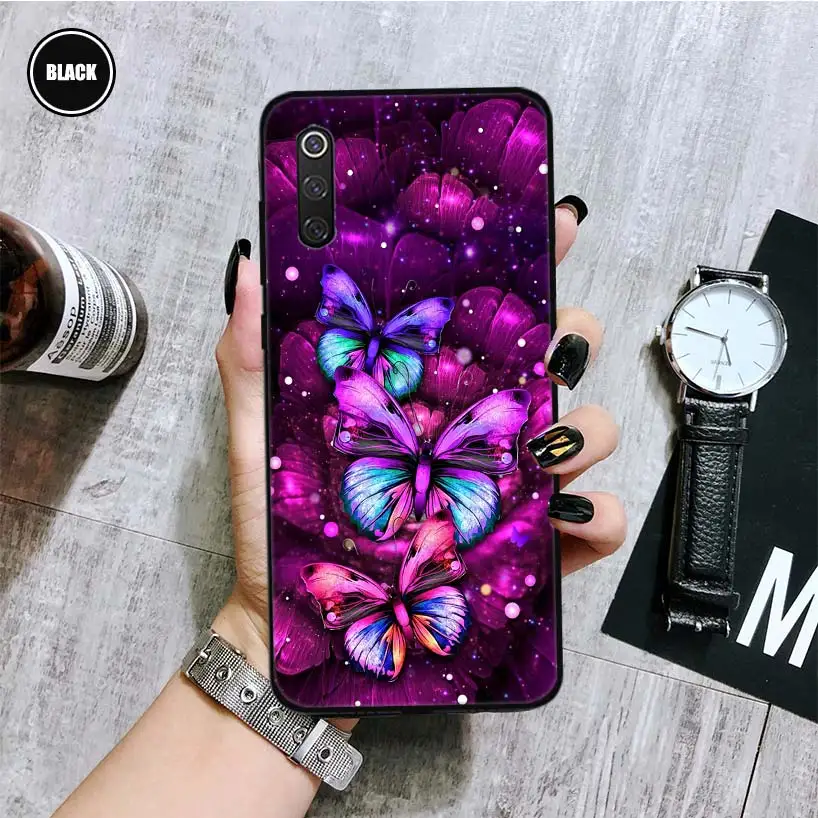 Beauty Pink Butterfly Blue Silicone Case Coque For Xiaomi Redmi Note 10 Pro 10S 9S 9 8T 8 8A 9A 9C 7 7A 6 6A 5 S2 Phone Shell Co