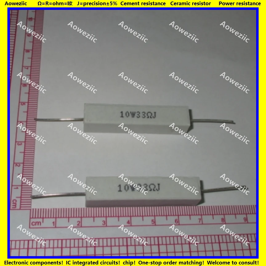 

10Pcs RX27 Horizontal cement resistor 10W 33 ohm 33 R 33 RJ 10W33RJ 10W33ohm Ceramic Resistance precision 5% Power resistance