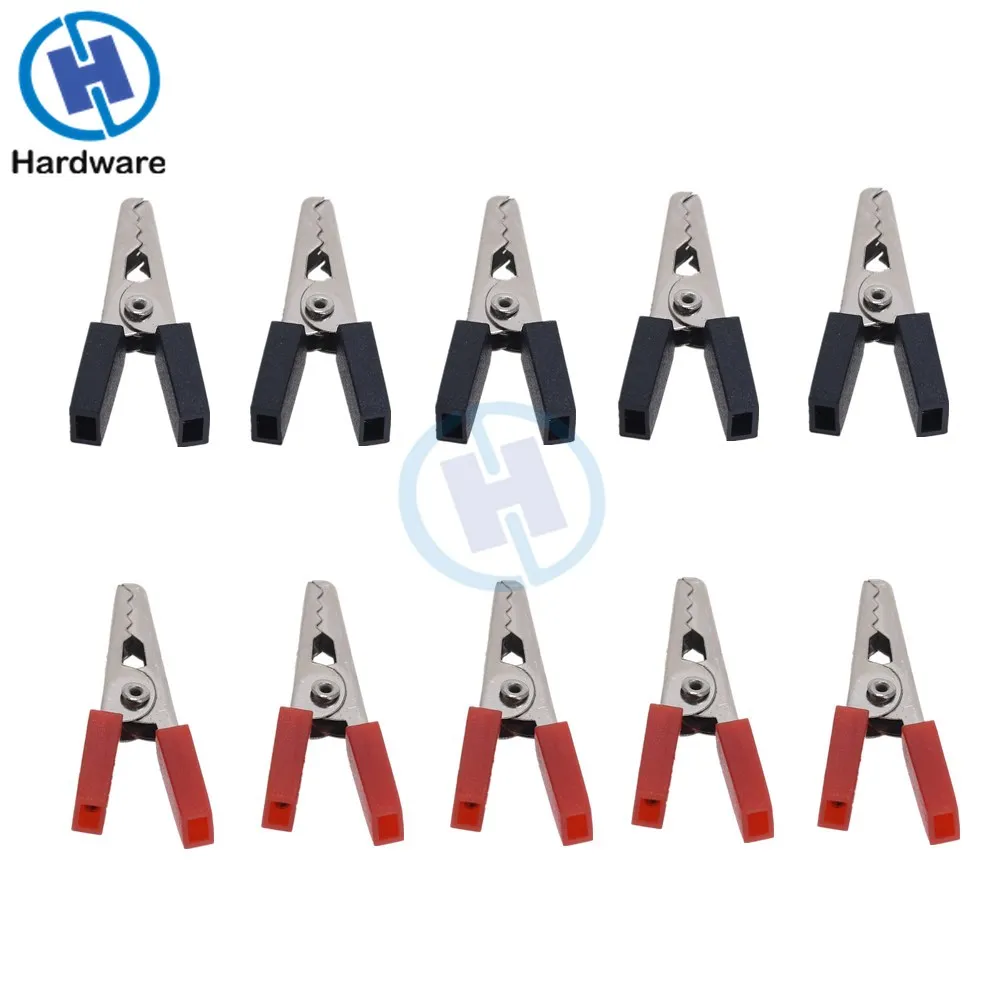 10pcs Red Black Alligator Clips Crocodile Terminal Test Electrical Battery Crocodile Clamp 35mm