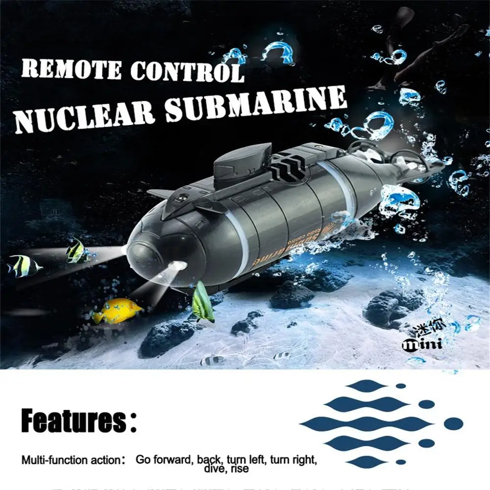 Mini Wireless Remote Control submarine remote Control Boat Waterproof One-click Diving LED Light RC Submarine RC Boat kids toys