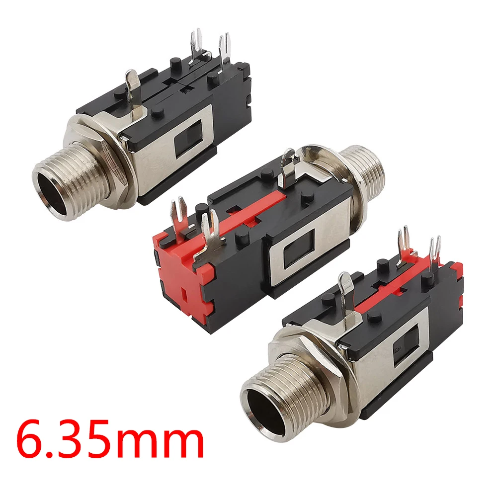 1/2/5Pcs Thread Lock 6.35mm Headphone Socket Phone Audio Mono/Stereo Female Jack Connector 6.35 1/4 inch Panel Mount Adapter