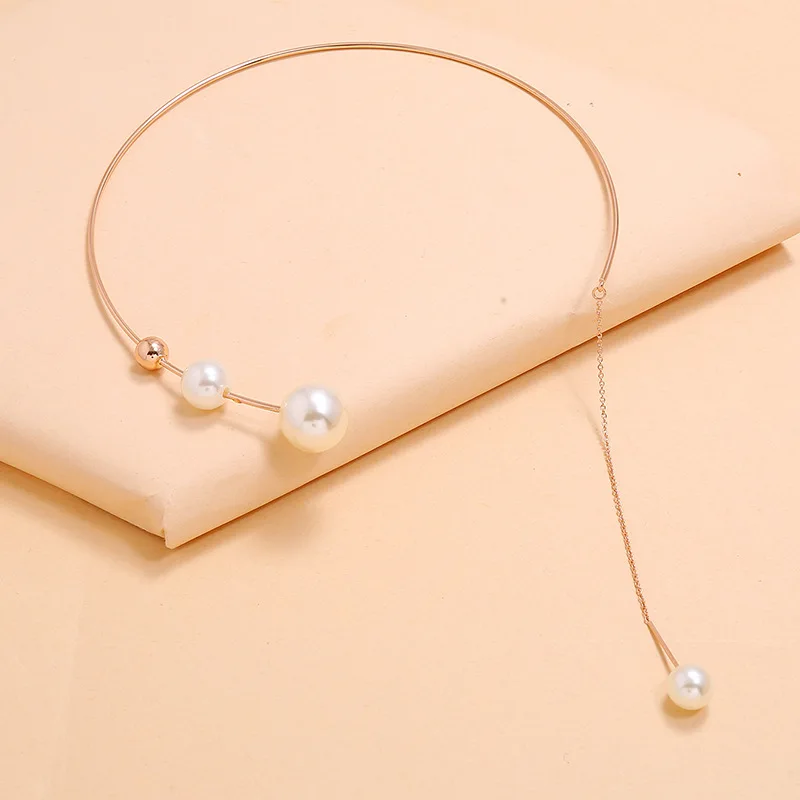 Elegant Big White Imitation Pearl Choker Necklace  Clavicle Chain Fashion Necklace For Women Wedding Jewelry Collar 2021 New