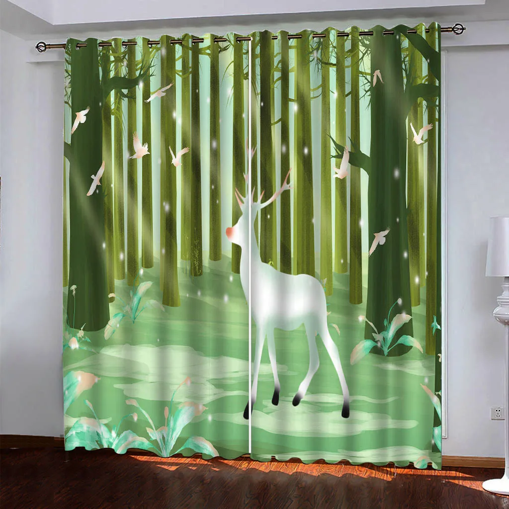 Custom blackout curtains 3D Animal abstract forest curtains 3D window sunshade home Living room bedroom window curtains modern