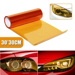 Película de luz naranja ámbar para faros antiniebla de coche, tinte de luz trasera, película de vinilo, hoja adhesiva, cubierta de película de carrocería, estilo de coche, 30x30cm