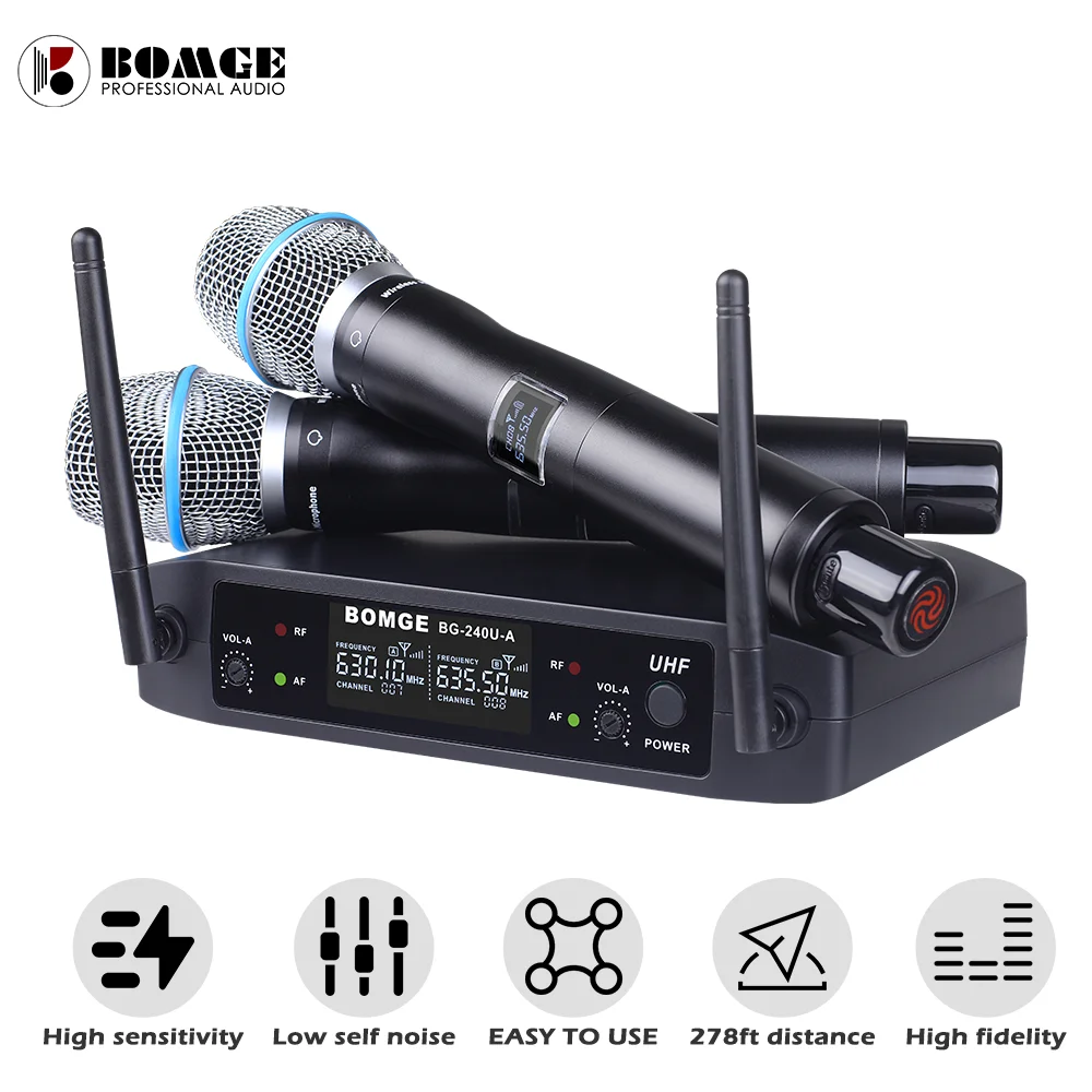 

BOMGE BG-240U GLXD4/GLXD8 Dual BETA 87 Handheld Wireless Microphone GLXD24 for Home Karaoke Concert