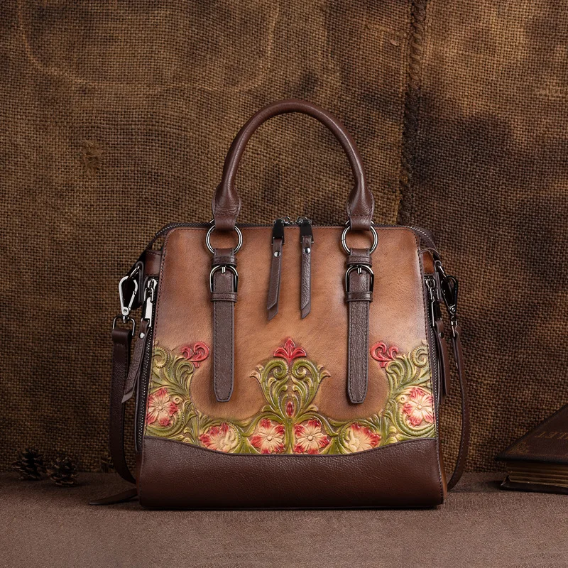 Restoring Ancient Ways Leisure Chinese Style Classic Multi-Function Cowhide Women's Handbags High Quality Shoulder Bags