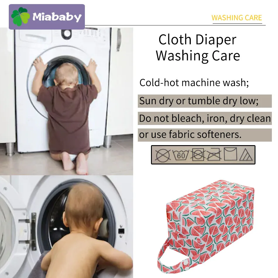 Miababy18*25cm Waterproof PUL Cloth Diaper Bag for Diapers Inserts Mini Fashion Wet Bag