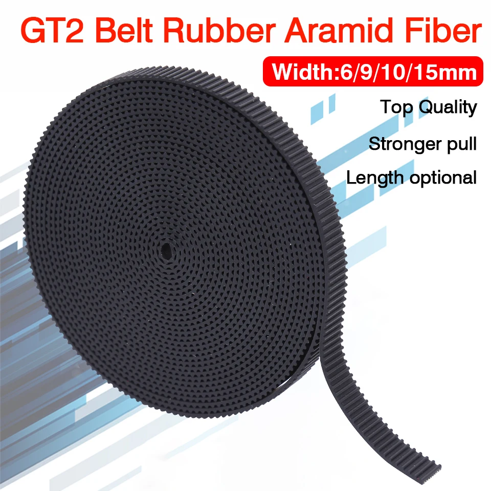 

5m/10m//20m/50m/lot GT2 6/9/10/15mm open timing belt GT2 belt Rubber Aramid Fiber cut to length for 3D printer wholesale 2gt