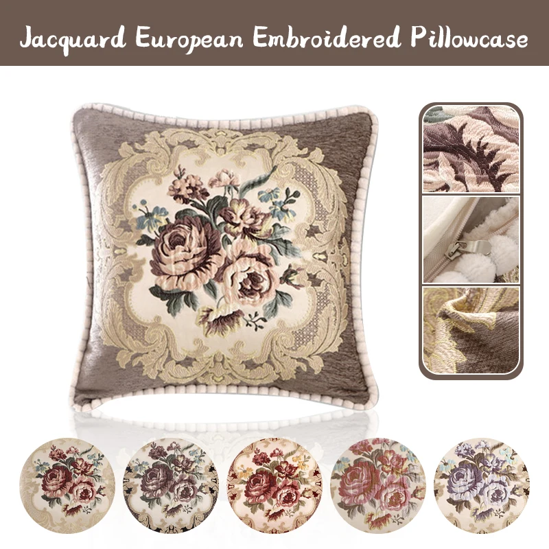 

European Retro Style Embroidery Jacquard Cushion Covers Throw Pillow Cases For Sofa Car Living Office Bedroom Home Decoration