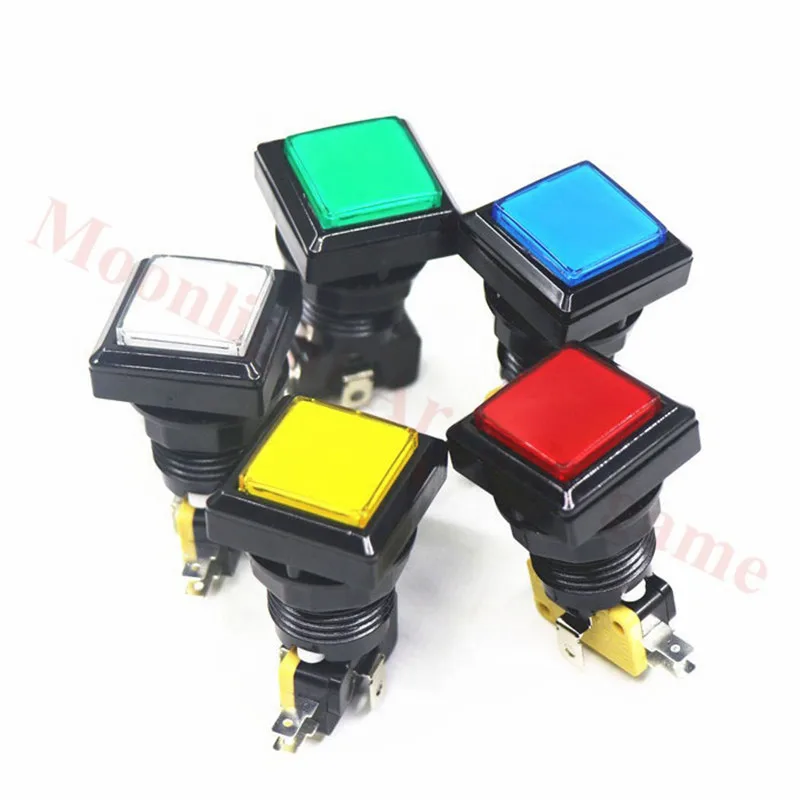 5PCS/Lot 33*33mm Square Push Button Arcade button 12V LED Momentary Push Buttons Illuminated Push Button