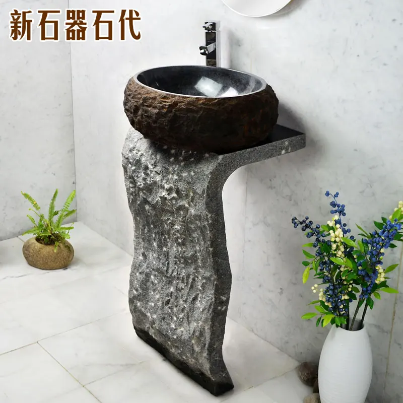 Courtyard Wash Basin Pool Balcony Art Garden Outdoor Integrated Floor Home Antique Stone Column Washbasin