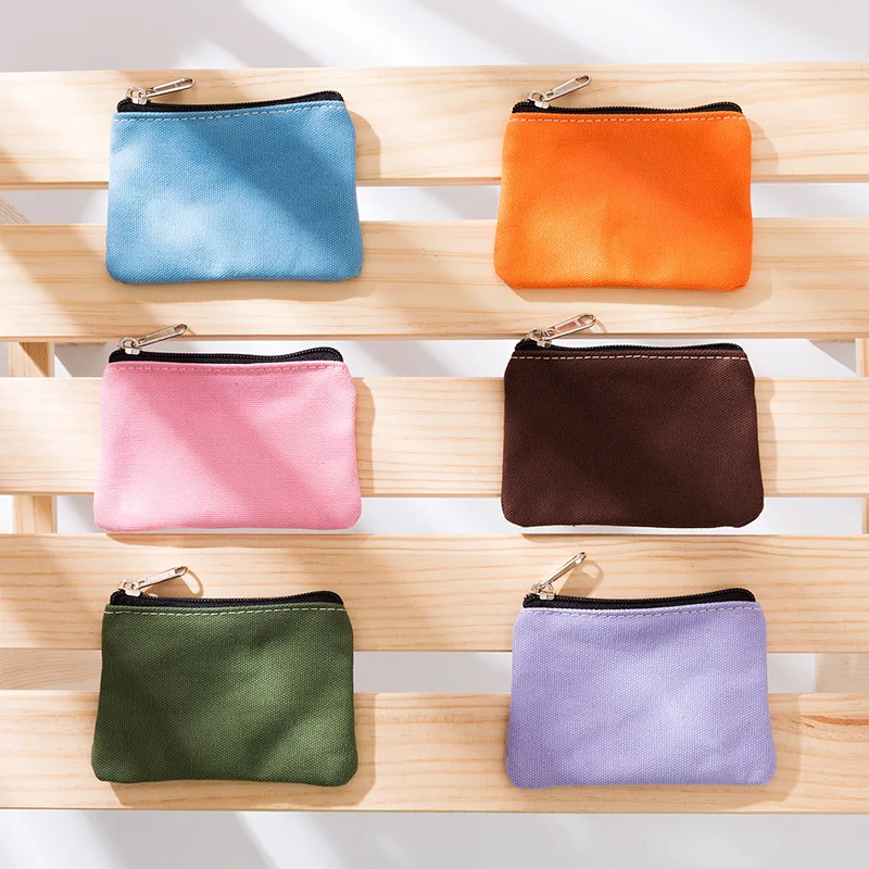 100Pcs/Lot 13 Colors Pure Cotton Canvas Zipper Bag Cotton Canvas Coin Purse Cotton Cosmetic Bags Makeup Bags Key Storage Bag