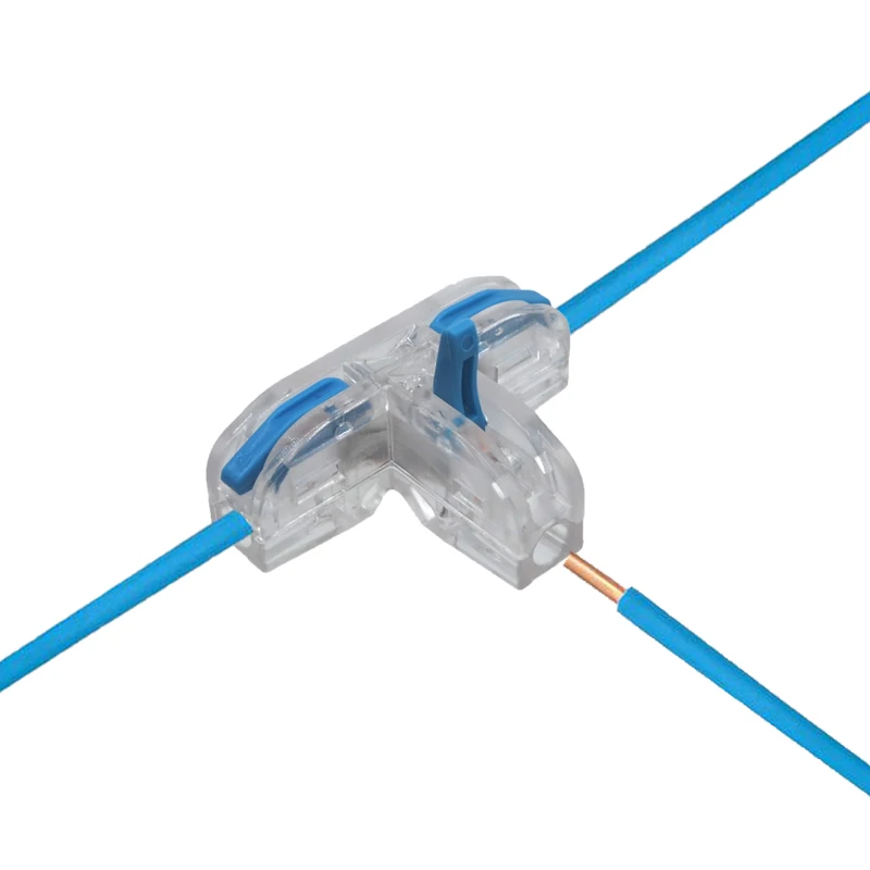 New Universal T-Type Wire Connector Quick Distribution Terminal Transparent Copper Clip Home Main Power Distributor