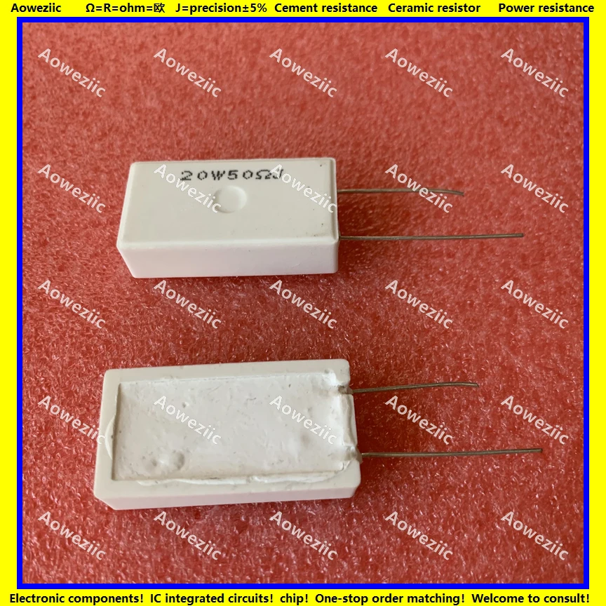 

10Pcs 20W50RJ RX27-5 Vertical Cement Resistance 20W 50 ohm 50R 50RJ 20W50R Ceramic Resistance precision 5% Power resistance