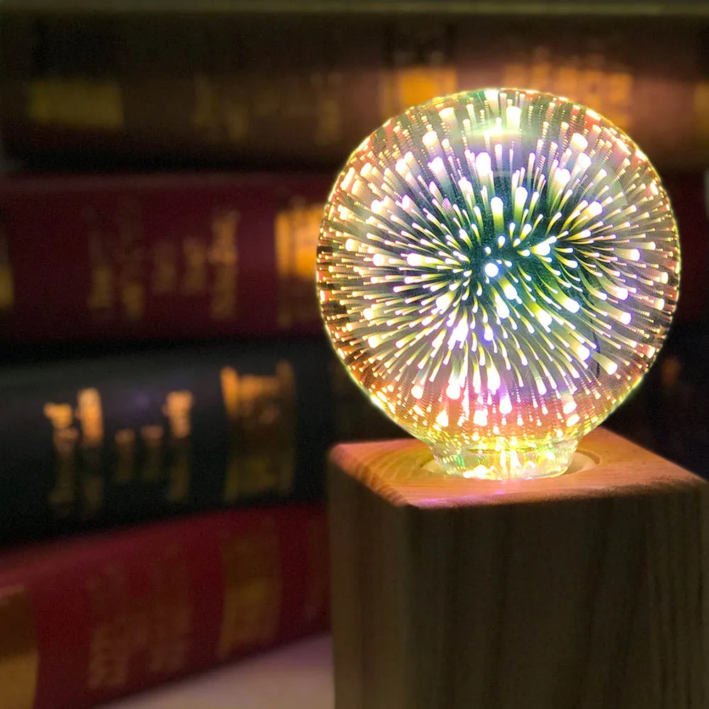 LED 3D Edison Light Bulb E27 220V Vintage Fireworks Decoration Bulb Christmas Ampoule Colorful LED Lamp Lighting For Living Room