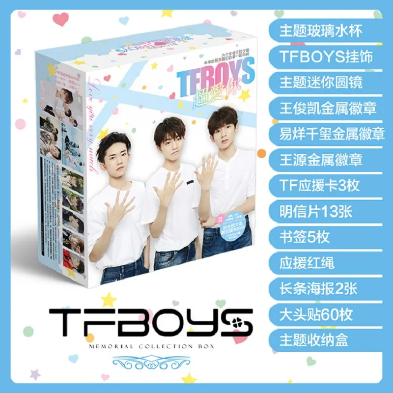 Imagem -02 - Caixa de Presente de Copo de Água Tfboys Wang Junkai Wang Yuan Jackson yi Yang Qian xi Figura Cartão Postal Marcador Emblema Brinquedos Presente