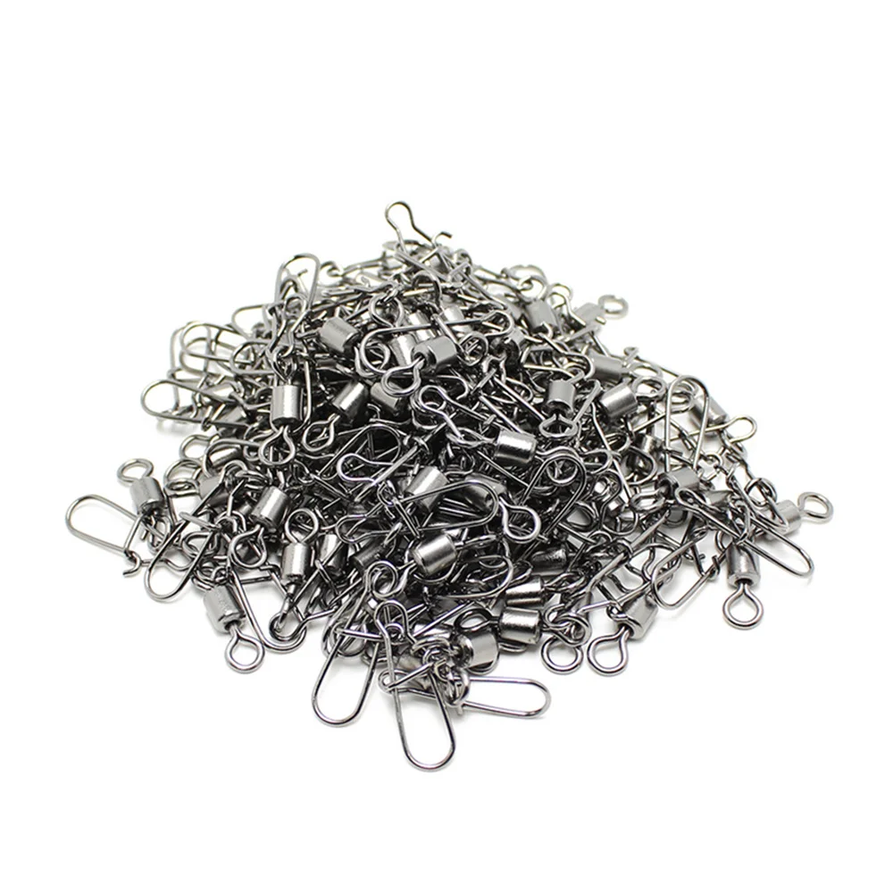 30pcs/lot Fishing Connector Swivels Interlock Pin Snap Rolling Swivel Stainless Steel Snap Fishhook Lure Fishing Accessories