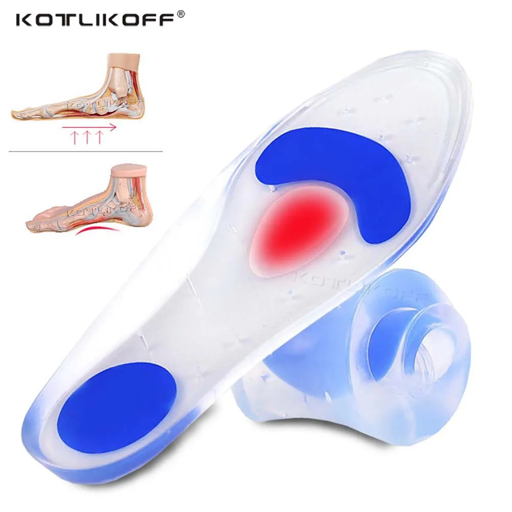 Unisex Medical Silicone Gel Insoles Treatment Heel Pain Relief Arch Support Orthotic Insole Plantar Fasciitis Heel Spur Insert