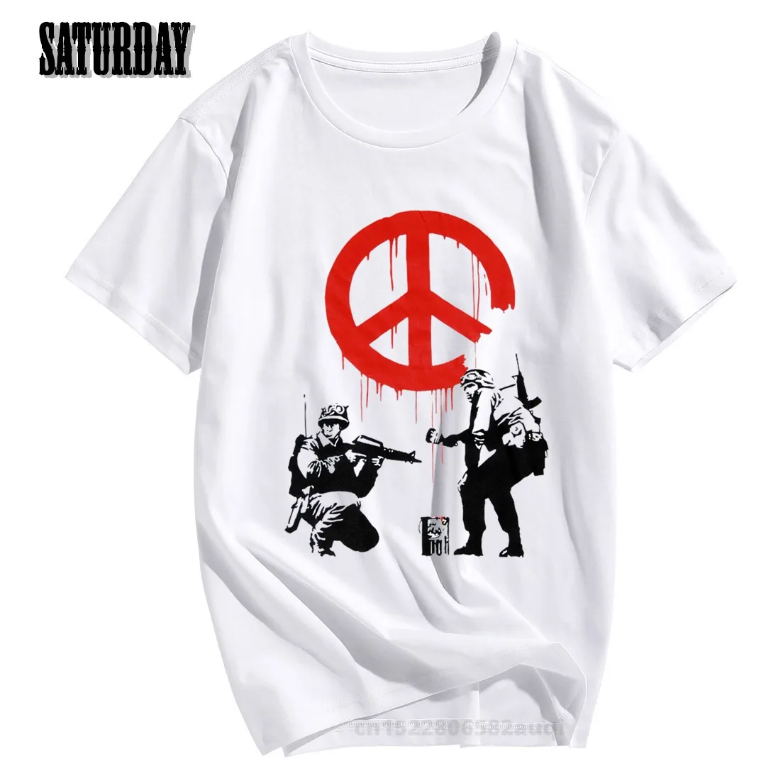 Men Flower Thrower Banksy Panda Guns Urban Art T-shirt Women Summer Unisex Short Sleeves O-Neck Hipster T-shirt Casual Clothes