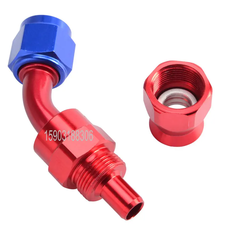 An8 45 Degree Red Blue full Black  Aluminum An Fittings End Racing Car Aluminum swivel adaptor PTFE billet AN hose end fittings