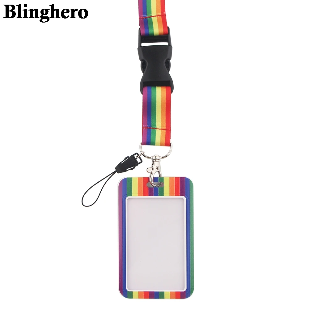 CB106 Rainbow Neck Strap Lanyard keychain Cell Phone Strap ID Badge Holder Rope Keychain Keyring Fashion Accessory Gift