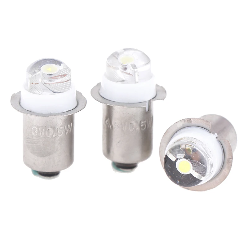 Bombilla LED P13.5S de 0,5 W, luz de trabajo, linterna de repuesto, lámpara de luz de trabajo, CC de 3V, 4,5 V, 6V, 13mm x 23mm