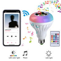 RGB LED Bulb LED Lamp E27 RGBW Light Speaker Bulb Bluetooth-compatible 12W Smart Music Lamp 220V Colorful Magic Bulb Dimmable