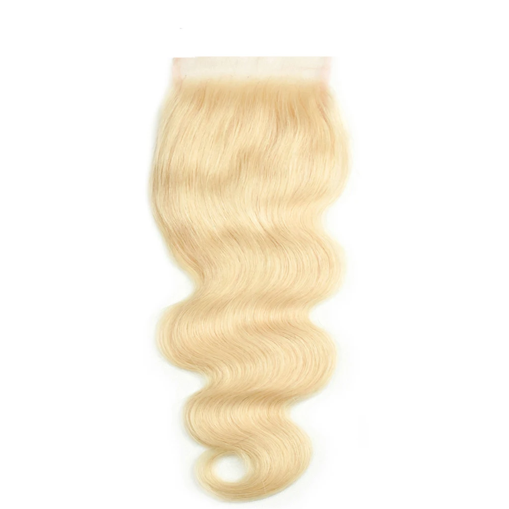 Light Blonde Silk Base Human Hair Lace Closure 5*5 Silicone Silk Top Closure Remy Human Hair Extensions with Baby Hair #613